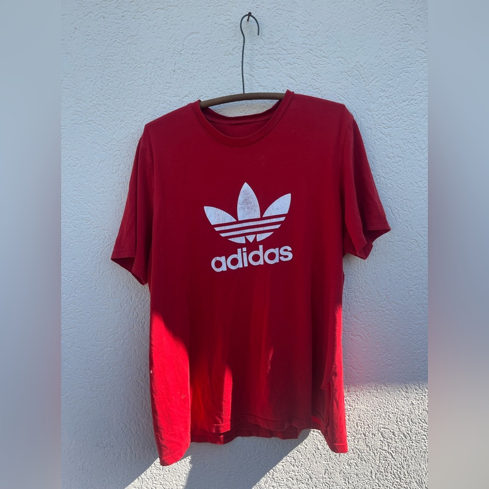 VTG Adidas Trefoil Red T Shirt Mens size ? (XL)